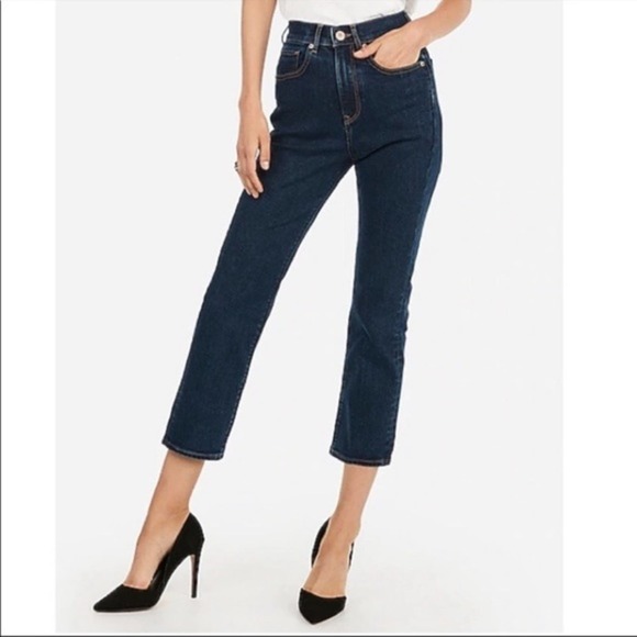Express Women's High Rise Jeans - Dark Blue - Picture 2 of 10